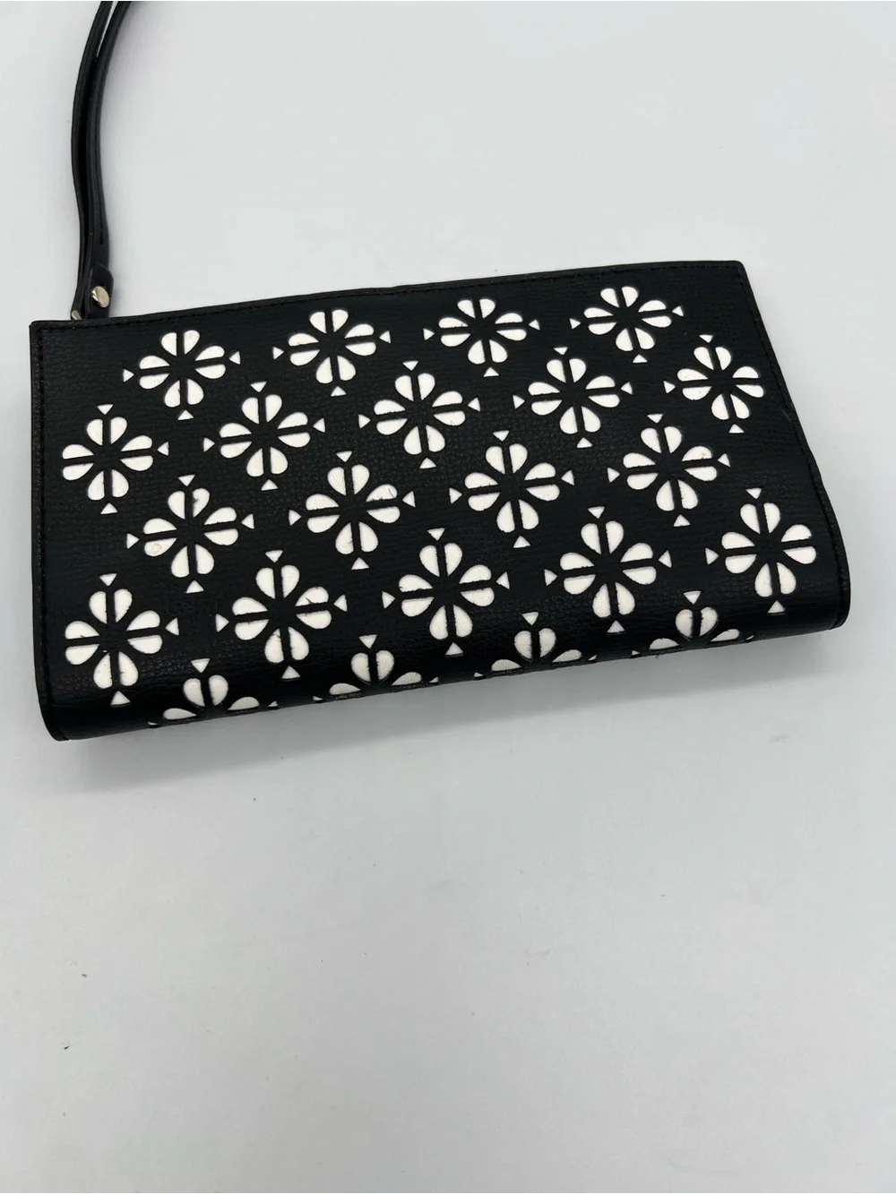 Kate Spade Black Floral Cutout Wristlet Clutch/ wallet